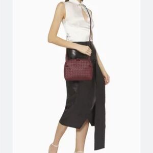 Bottega Veneta Burgundy Woven Crossbody Bag
